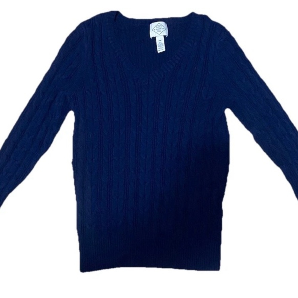 St. John's Bay Deep Blue Comfy Cozy V-Neck Sweater Women’s Petite Medium